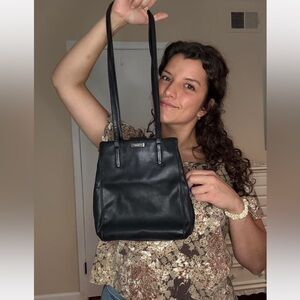 Vintage Black Nine West Leather Shoulder Bag